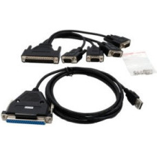 Exsys EX-1324-37P Interfejs szeregowy USB 2.0 do 4x, porty RS-232 z 37-stykowym złączem żeńskim, konwerter, FTDI, czarny, 1,8 m