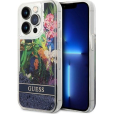 Guess Etui Guess GUHCP14LLFLSB Apple iPhone 14 Pro niebieski/blue hardcase Flower Liquid Glitter