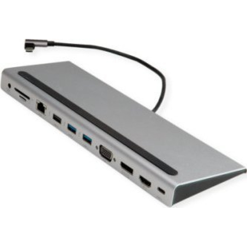 Value HUB USB Value VALUE USB 3.2 Gen 2 Type C Multiport Docking Station, 4K HDMI/DP, VGA, USB, Kaartlezer, PD, LAN, Audio