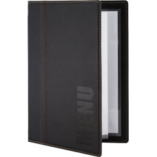 Securit Menu Kortholder A5 25x19 cm Securit Trendy viser 4 A5 sider Læderomslag Sort,10 stk/krt