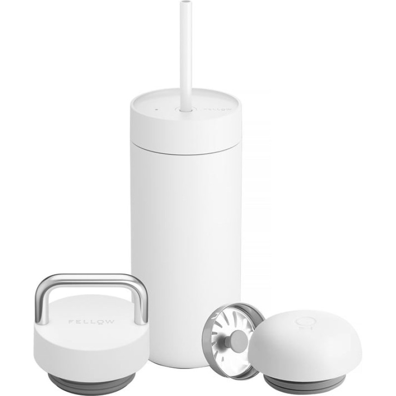 Fellow Carter thermal mug set + 3 caps white matt 473 ml