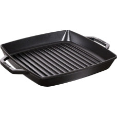 Zwilling Patelnia Zwilling Kwadratowa patelnia żeliwna grillowa STAUB z dwoma uchwytami 40511-683-0 - czarna 28 cm