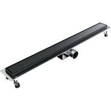 Spiroflex 800 liniowe odwodnienie prysznicowe AQUA STEEL LA BLACK z rusztem gładkim BGM (S)