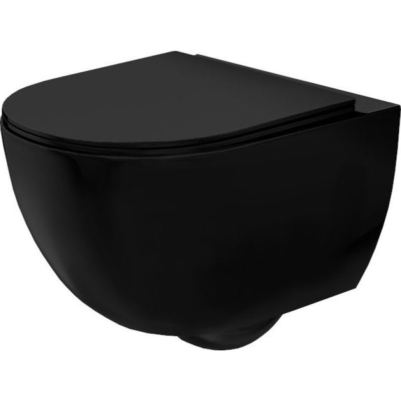 REA Miska WC Rea Rea Carlo Mini miska WC Rimless z deską wolnoopadającą czarny mat REA-C8489